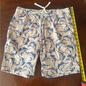 Old Navy Beige and Blue Fish Print Board Shorts